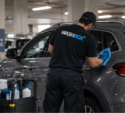 Imagen conceptual de cuidado interior automotor WASHBOX